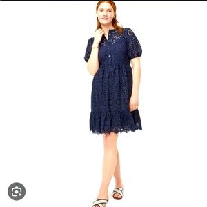 J.Crew Puff Sleeve Eyelet Dress in Navy